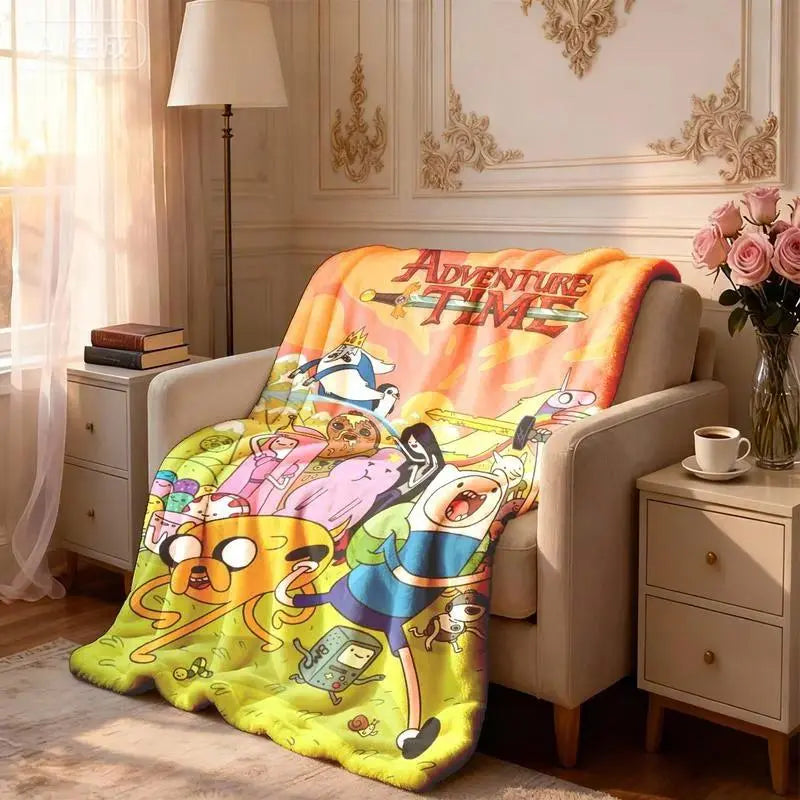 Adventure Time Cartoon Characters Flannel Blanket Large Size Ultra Soft Warm Lightweight Cozy Throw Blanket Perfect For Bed Sofa Living Room Office Camping Travel Gift Birthday Christmas For Fans Boys Teens Her - View 7