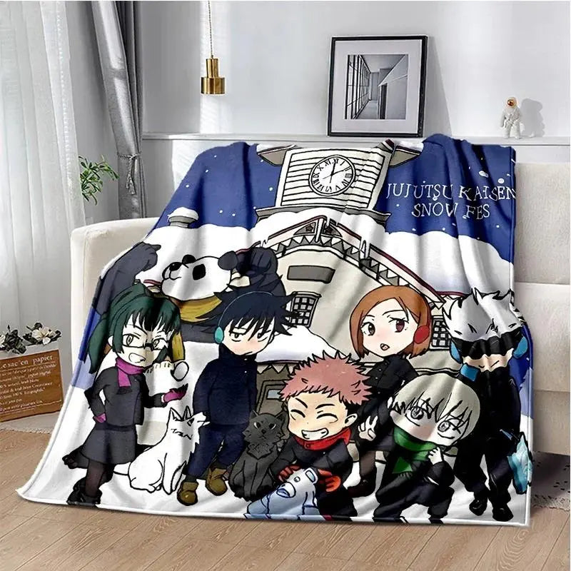 Cartoon Anime Jujutsu Kaisen Throws Blanket Super Soft Featuring Yuji,Megumi,obara and Satoru Gojo Blanket for Travel Beding Bed - View 20