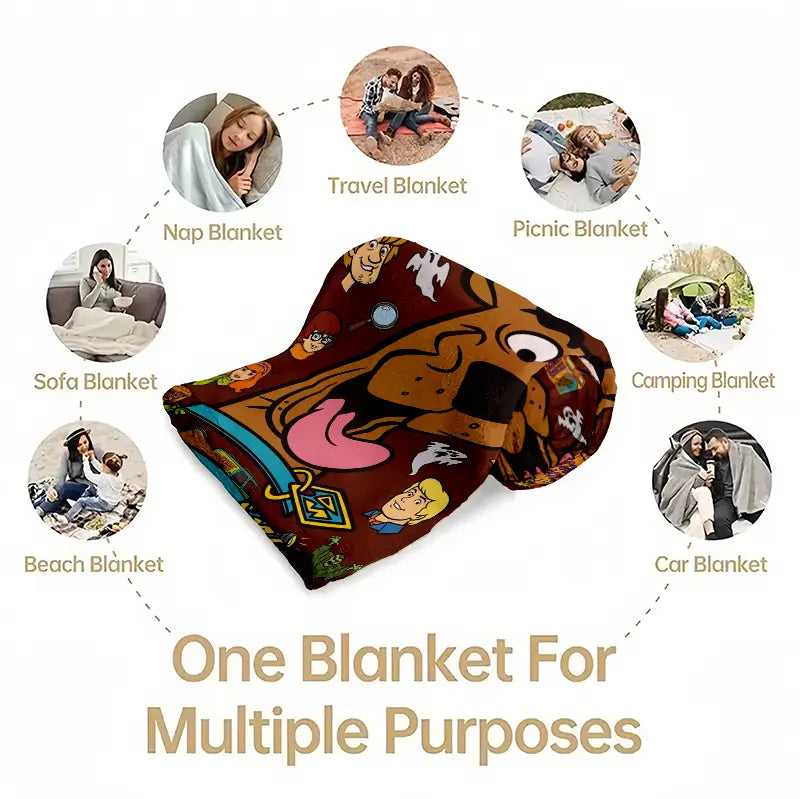 Flash Sale! Scooby-Doo Character-Inspired Flannel Throw Blanket - Soft Warm Material, Bold Spooky Mysterious Robots Ghosts Snacks Prints, Flash Sale Home Items, Room Decor, House Decor, Ideal for Fans - View 8