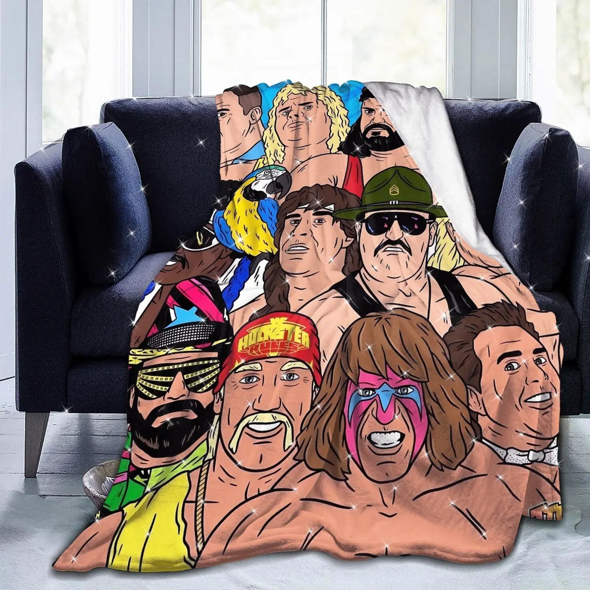 [Cozy Wrestling Flannel Blanket] Soft, Warm Wrestling-Themed Flannel Blanket - Cozy Throw for Couch, Office, Bed, Camping & Travel - Versatile All-Season Gift, Charming Anime Style Skin-friendly, lightweight and soft - View 2