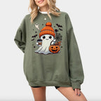 Halloween Ghost Sweatshirt - Shirt - Hoodie, Cute Ghost Sweatshirt, Halloween T-shirt, Cute Fall Shirt, Spooky Season Sweatshirt, Trendy Ghost Halloween T-shirt, Funny Ghost T-shirt, Full Color, For Men, For Women, Classic Fashion, Full Sizes, Tee Print - View 2