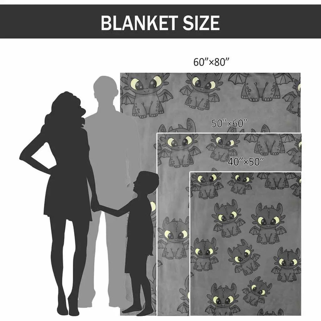 Toothless Dragon Print Flannel Blanket Throw - Anti-Pilling, Wrinkle-Resistant, Lightweight Cozy Chic Cuddle Blanket for Toddlers, Decorative Sofa & Bed Use, Cool Evening Gift - View 7
