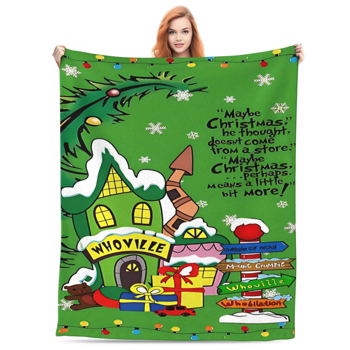 Funny Cartoon Christmas Print Super Soft Flannel Blanket, multi-purpose, suitable for sofa, bedroom, office or camping, suitable for all seasons - View 11