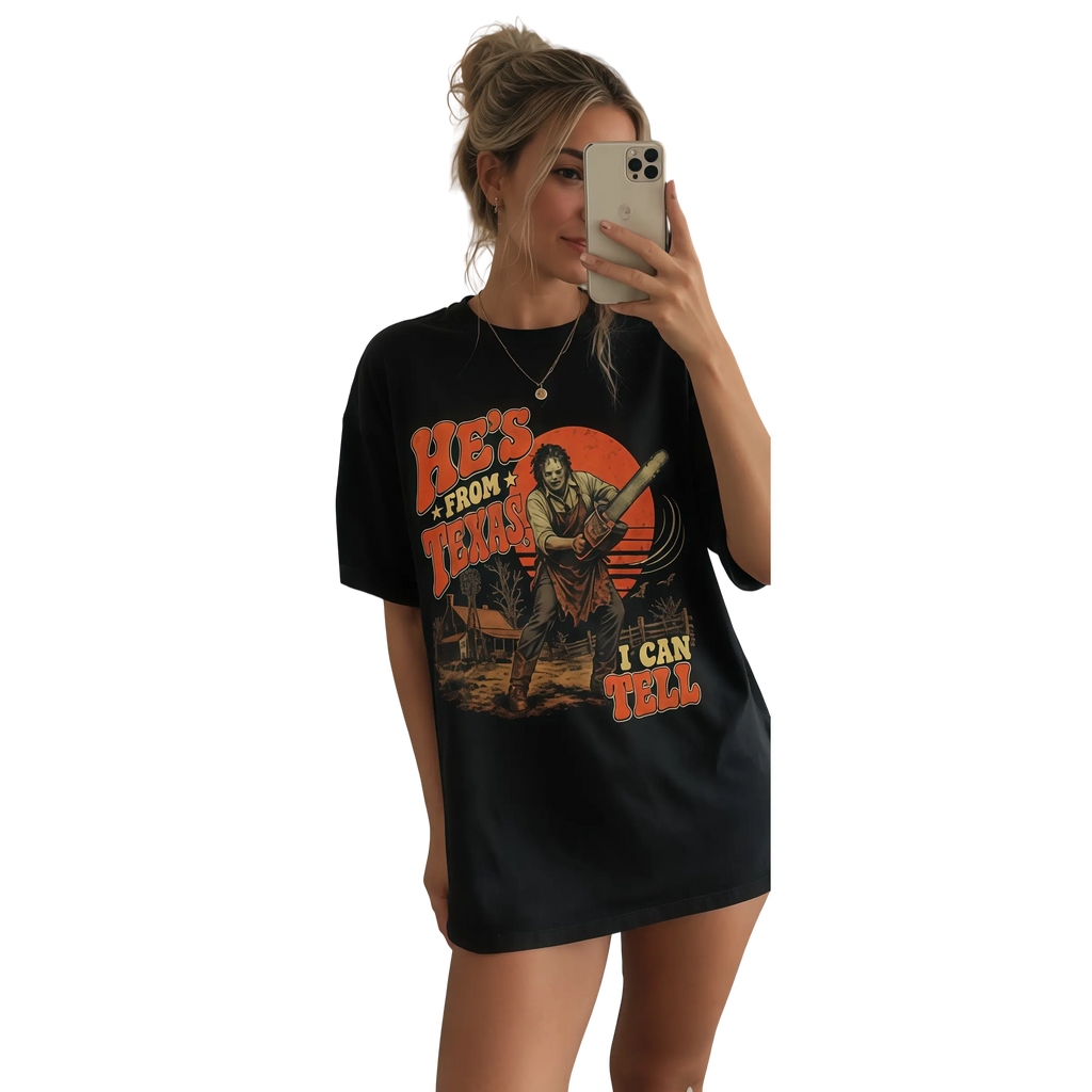 Texas Movie Graphic T-Shirt - Halloween Regular Fit Tee, Spooky Season Fan Top - View 5