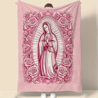 1 Piece Cozy Pink Virgin Mary Blanket-Super Soft Velvet with Floral Pattern, Perfect Gift for Mom, Grandma, Birthday and Valentine's Day, Perfect for Sofa, Bed, Travel and Living Room, multifunctional Blanket | Floral Blanket | Plush Texture,Meditation - View 2