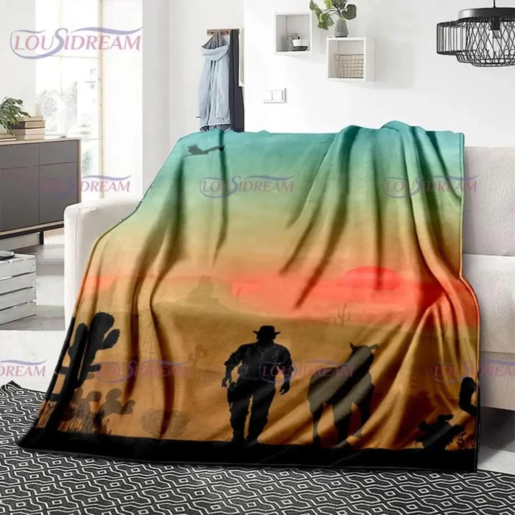 Red Dead Redemption John Marston Flannel Blanket - Premium Flannel Material Game Series Cowboy Characters Throw for Home Bedspread Decoration Mother's Day Valentine's Day Birthday Christmas Gift - View 10