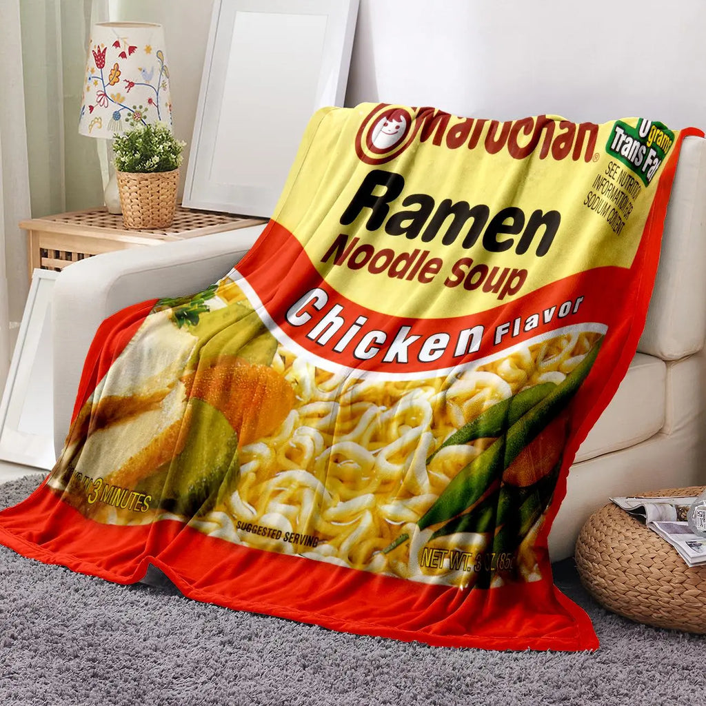 Chicken Noodle Pattern Graphic Throw Blanket, Soft Comfortable Warm Decorative Home Decor for Office, School, Dormitory & Camping #GLOBAL PICKS - View 6