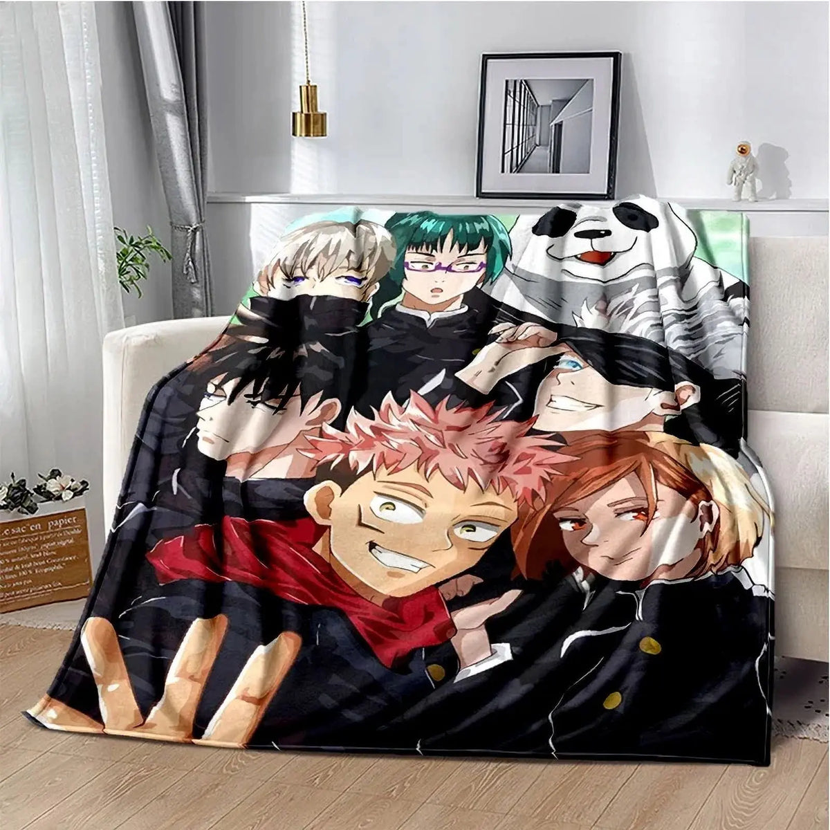 Cartoon Anime Jujutsu Kaisen Throws Blanket Super Soft Featuring Yuji,Megumi,obara and Satoru Gojo Blanket for Travel Beding Bed - View 16