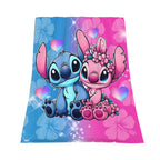 [SummerVibes] DISNEY CLASSIC Stitch & Angel Flannel Blanket - Soft, Warm, Lightweight with Vibrant Cartoon Design, Sofa, Bed, Office, Blanket for Couch - View 3