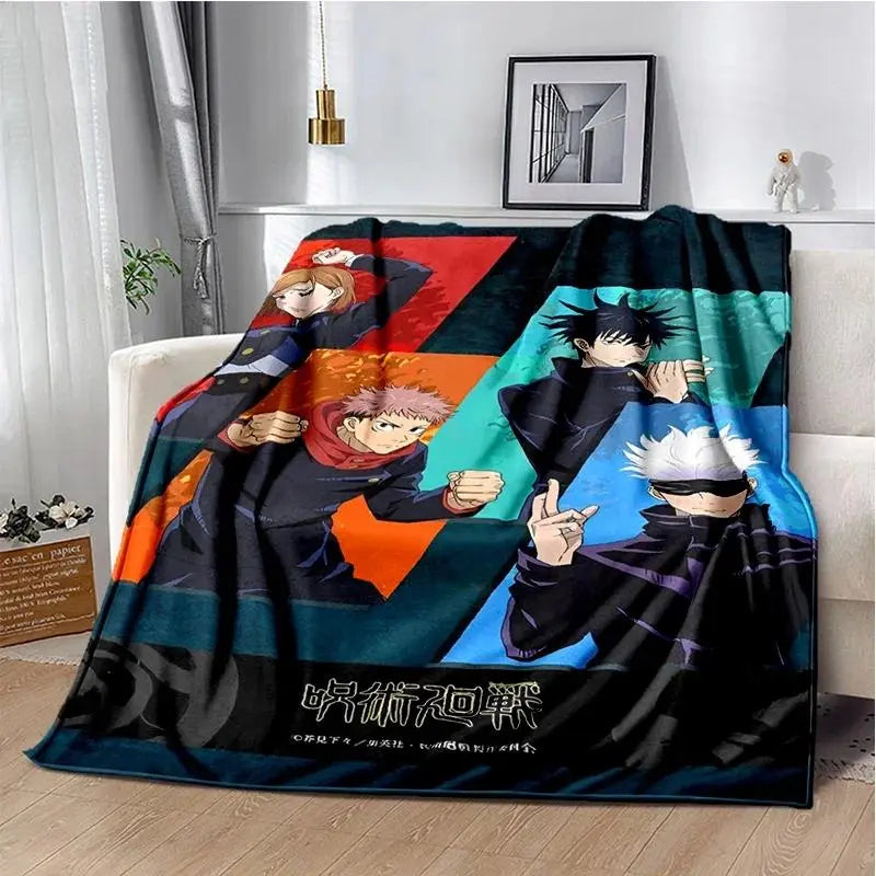 Cartoon Anime Jujutsu Kaisen Throws Blanket Super Soft Featuring Yuji,Megumi,obara and Satoru Gojo Blanket for Travel Beding Bed - View 36