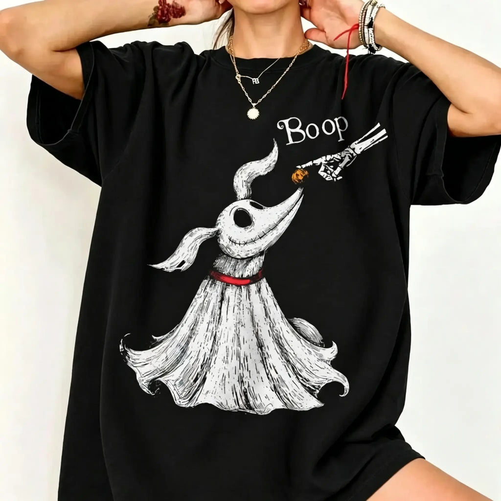 Zero Dog Boop Skeleton Hand Funny T-Shirt,  Halloween Trip Tee, Nightmare Before Christmas Matching Shirt