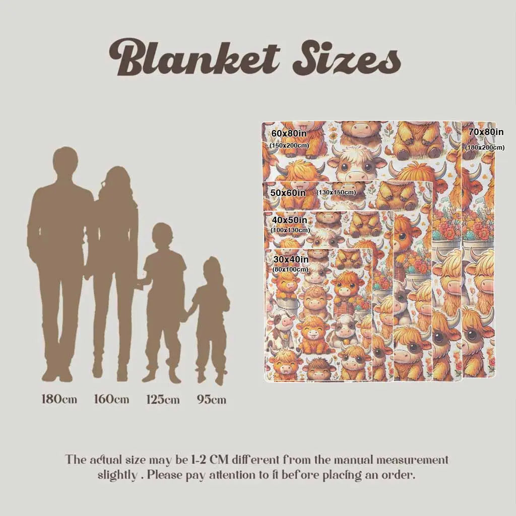 Highland Cow Flannel Throw Blanket - Cute Cows Cartoon Print, Anti-Pilling Flannel Fabric, Plush-Durable Weave, Soft Warm Lightweight Decorative for Sofa Bedroom, Sohochic Gift - View 5
