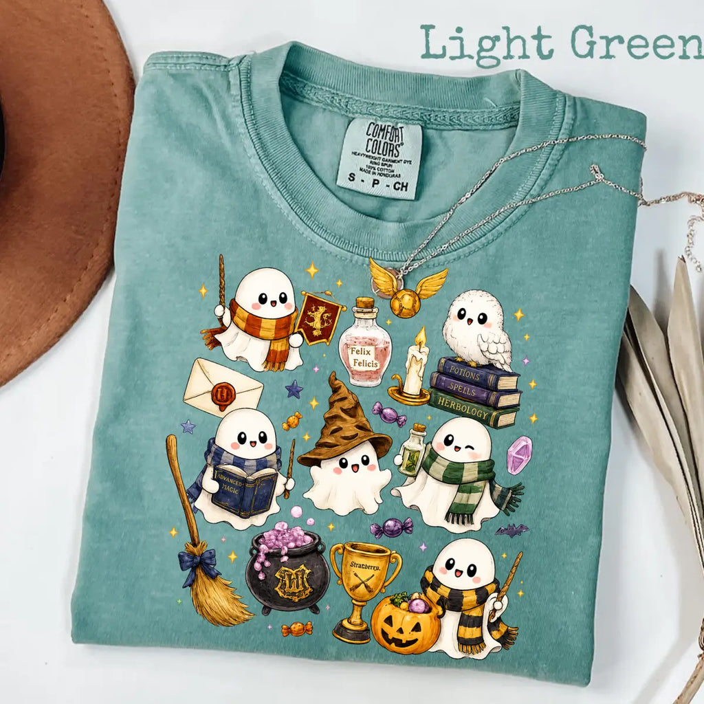 Comfort Colors Wizard Ghost Halloween Graphic Tee