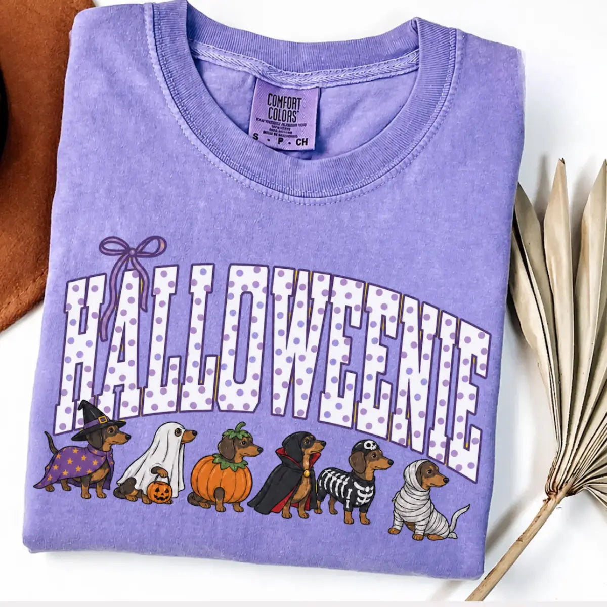 Comfort Colors Halloween Dachshund T-Shirt, Funny Halloweenie Dog Mom Tee, Wiener Dog Tshirt, Spooky Doxie Mom Gift - View 1