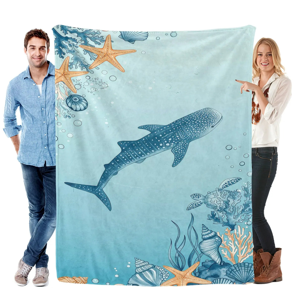 Romantic ocean style whale shark pattern warm blanket children adult nap blanket soft and comfortable suitable for all seasons - View 17