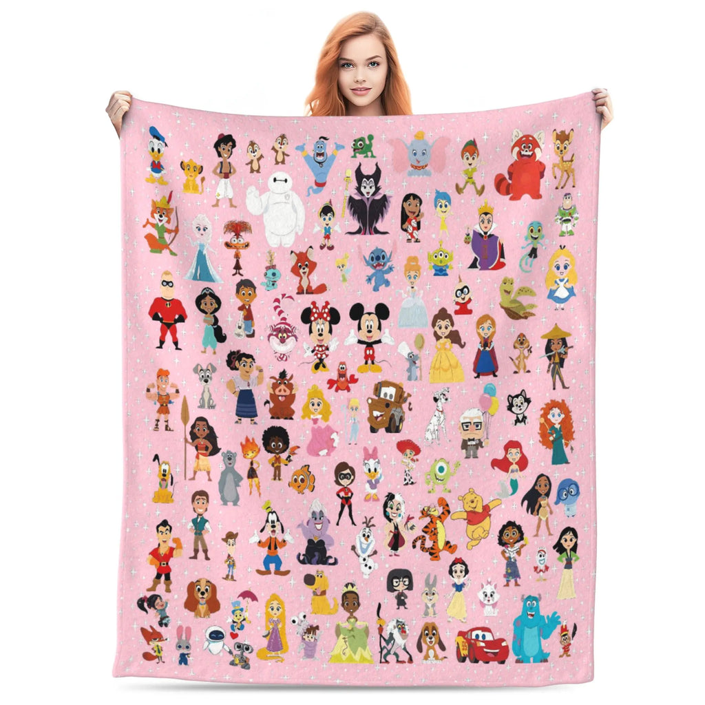 [SummerVibes] DISNEY CLASSIC Characters Blanket, Super Soft Print Throw Blanket for Kids/Adults, Cute Cartoon Movie Characters, Cozy Bed Sofa Blanket - View 2