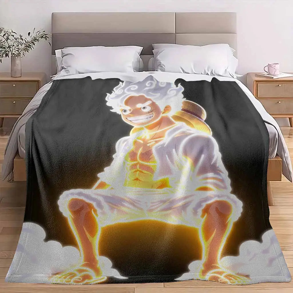 Glow Warrior Flannel Blanket - Lightning Aura Anime Print, Ultra Soft, Warm, Durable Texture, Boujee Home Accessories, Unique Room Decor, Bedroom Items for Cozy Look (Bedroom, Sofa Use) - View 3