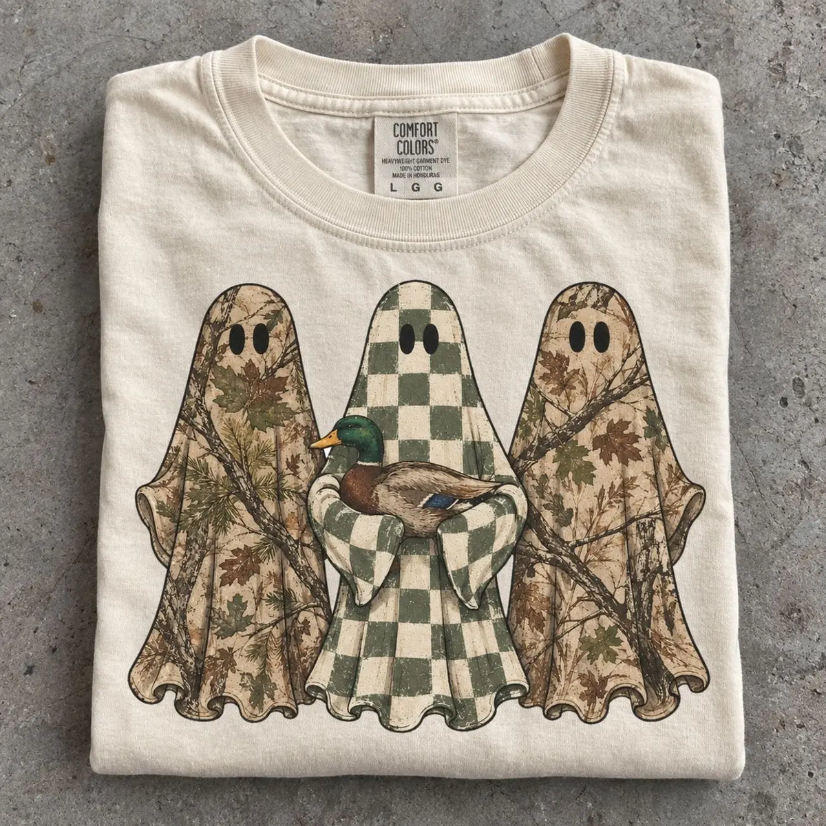 Hunting Season Ghosts Comfort Colors Camo Mallard Tee