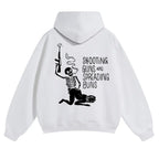 SHOOTING GUNS AND SPREADING BUNS Skull with Sexy Lady Unisex FallFreshness outfits men streetwear 80s 90s graphic tees cotton funny Hoodies men gifts - View 2
