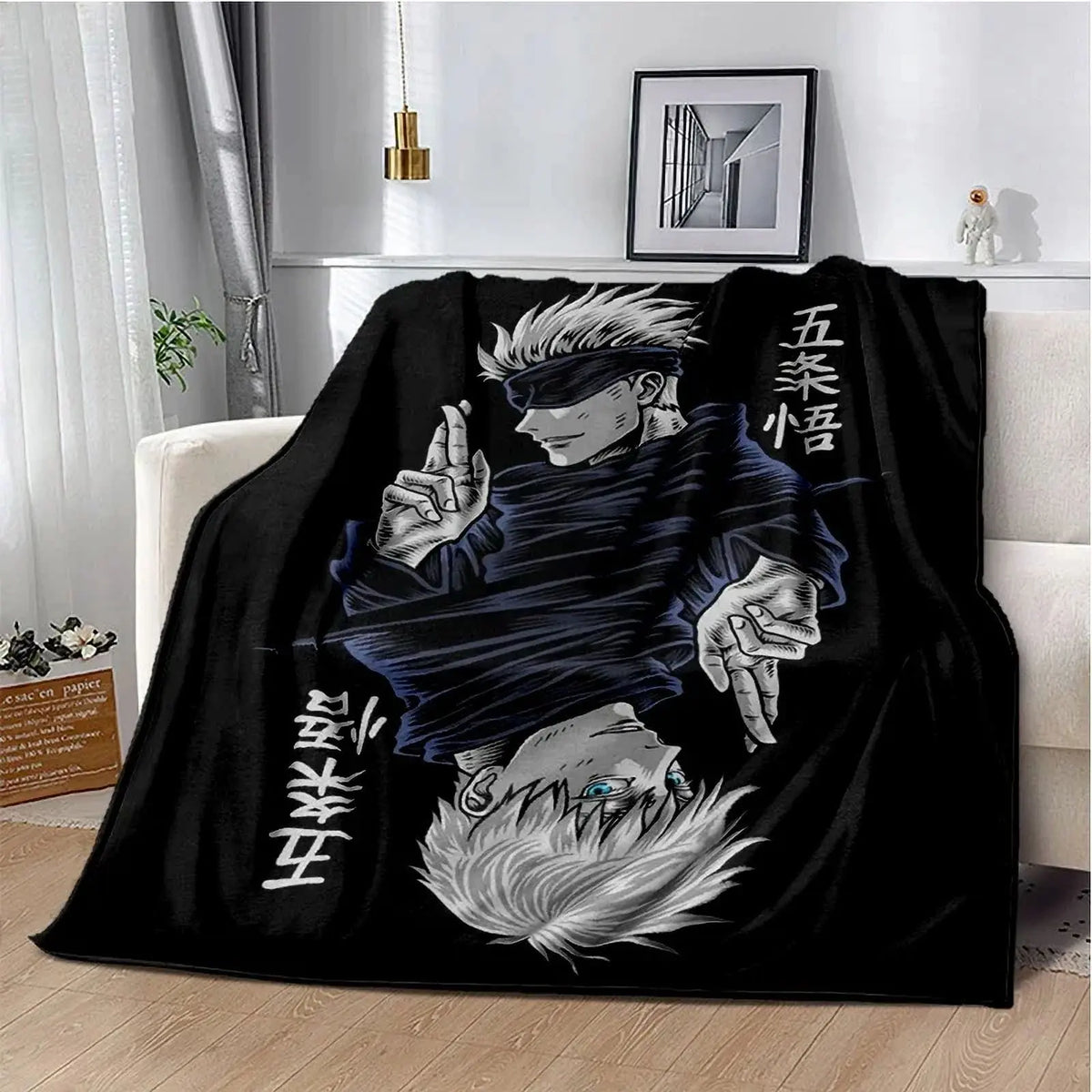 Cartoon Anime Jujutsu Kaisen Throws Blanket Super Soft Featuring Yuji,Megumi,obara and Satoru Gojo Blanket for Travel Beding Bed - View 23