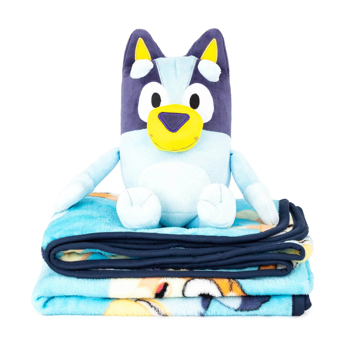 Jay Franco Bluey Dance Party Bedding Set Pack - Super Soft 40x50 in Cartoon Theme Blanket, 11" Hug Buddy, Spot Clean Pillow, Ideal for Guest Room Use & Gifting - View 2
