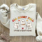 All About Fall Prevention Ghost Sweatshirt or T-Shirt, Cute Halloween Nursing Sweater, Funny Ghost Fall Safety Shirt, Autumn Occupational Therapy Gift