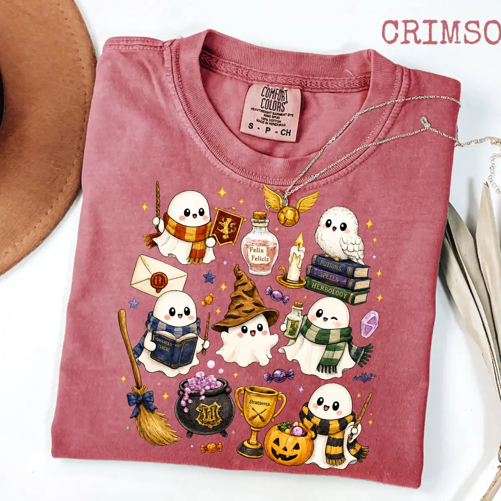 Comfort Colors Wizard Ghost Halloween Graphic Tee