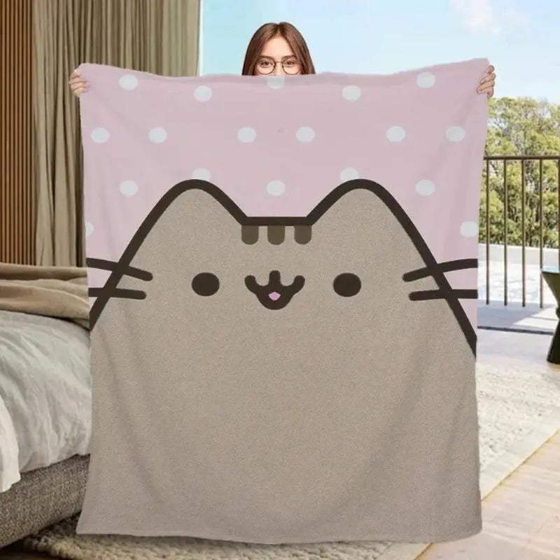 Pusheen Cat Plush Blanket Ultra Soft Flannel Fabric Adorable Kawaii Design Perfect Couples Gift For Anime Fans Cuddle Essential Cozy Nights Snuggle Companion office nap cover flannel portable throw blanket - View 1