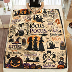 Comfortable Halloween Three Witches & Pumpkin Print Flannel Blanket, Soft Warm Anti-Pilling Cozy Throw, Ideal Fall & Winter Gift, Fall Blankets - View 5