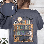 Reading Ghost, Halloween, Library, Spooky, Front and Back, Teacher, Boo, Cute Sweatshirt - View 5