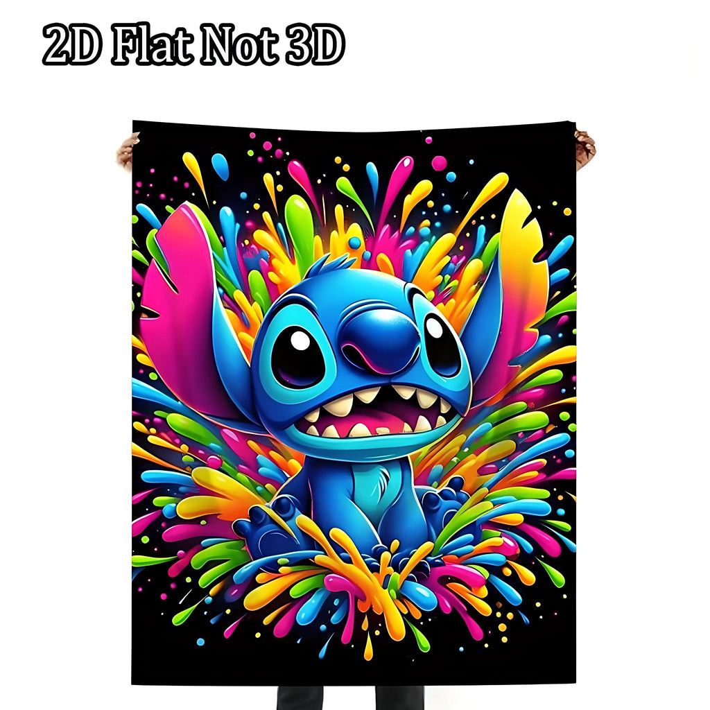 [SummerVibes] DISNEY CLASSIC Lilo & Stitch Colorful Splash Throw Blanket - Super Soft Flannel, Lightweight, Ideal for Couch, Camping & Outdoor Use - View 1