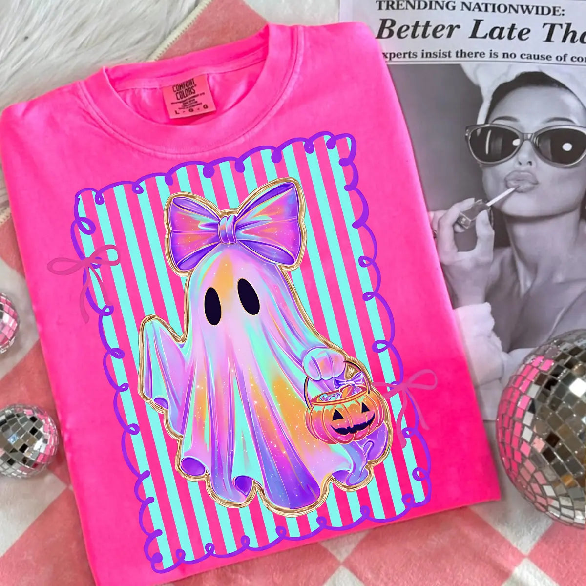 Comfort Colors Preppy Halloween Ghost Cotton Tee Unisex