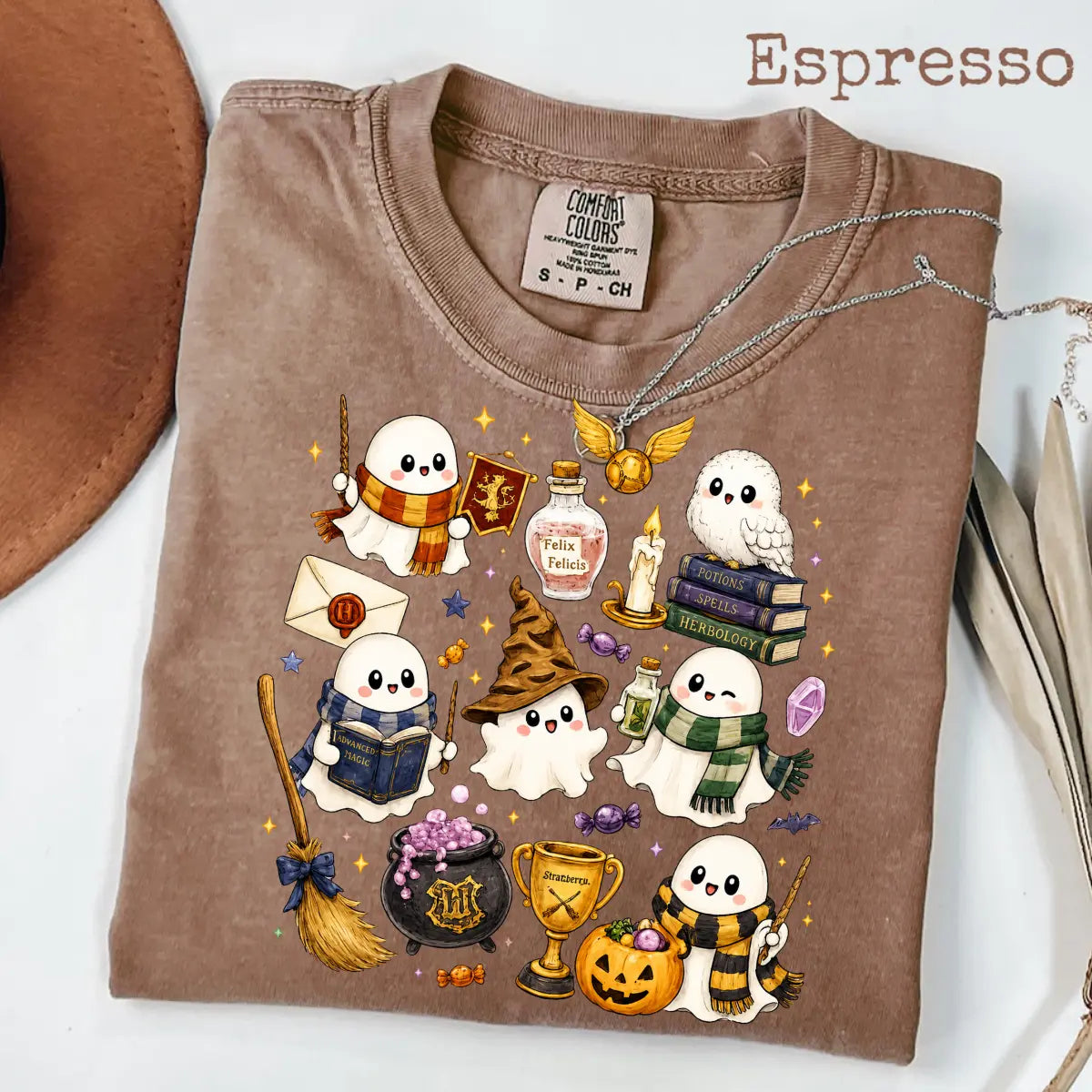 Comfort Colors Wizard Ghost Halloween Graphic Tee