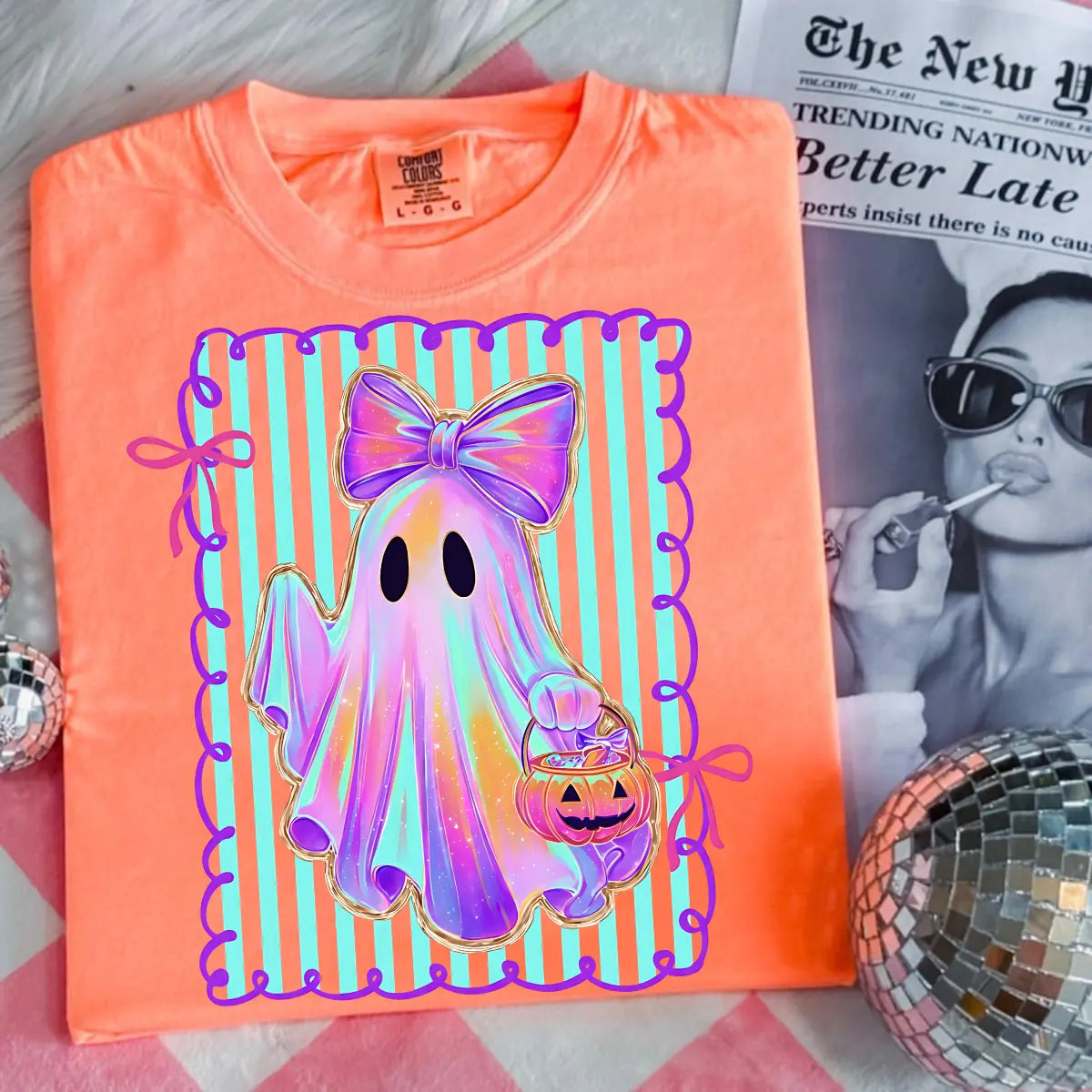 Comfort Colors Preppy Halloween Ghost Cotton Tee Unisex
