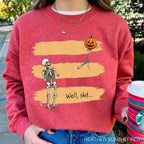 Gildan Funny Skeleton Lost Balloon Halloween Sweatshirt for Women