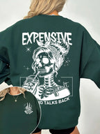 Women's Letter, Halloween & Skeleton Print Drop Shoulder Sweatshirt, Gothic Streetwear, Fashion Casual Long Sleeve Crew Neck Pullover for Daily Holiday Outdoor Wear, Women Clothing for Fall & Winter, Lady Tops, Womenswear