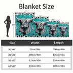 Highland Cow Flannel Blanket - Turquoise Abstract Animal Print, Soft Warm Lightweight, Wrinkle Resistant, Anti-Pilling, Color Stays Vivid Longer, Cozy Throw for Living Room Decor, Bedroom Sofa, Home Gift & Cozy Setup, Indoor/Outdoor - View 4