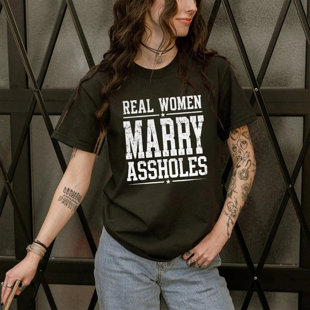 Funny Wife Shirt Real Women Marry Graphic Tee