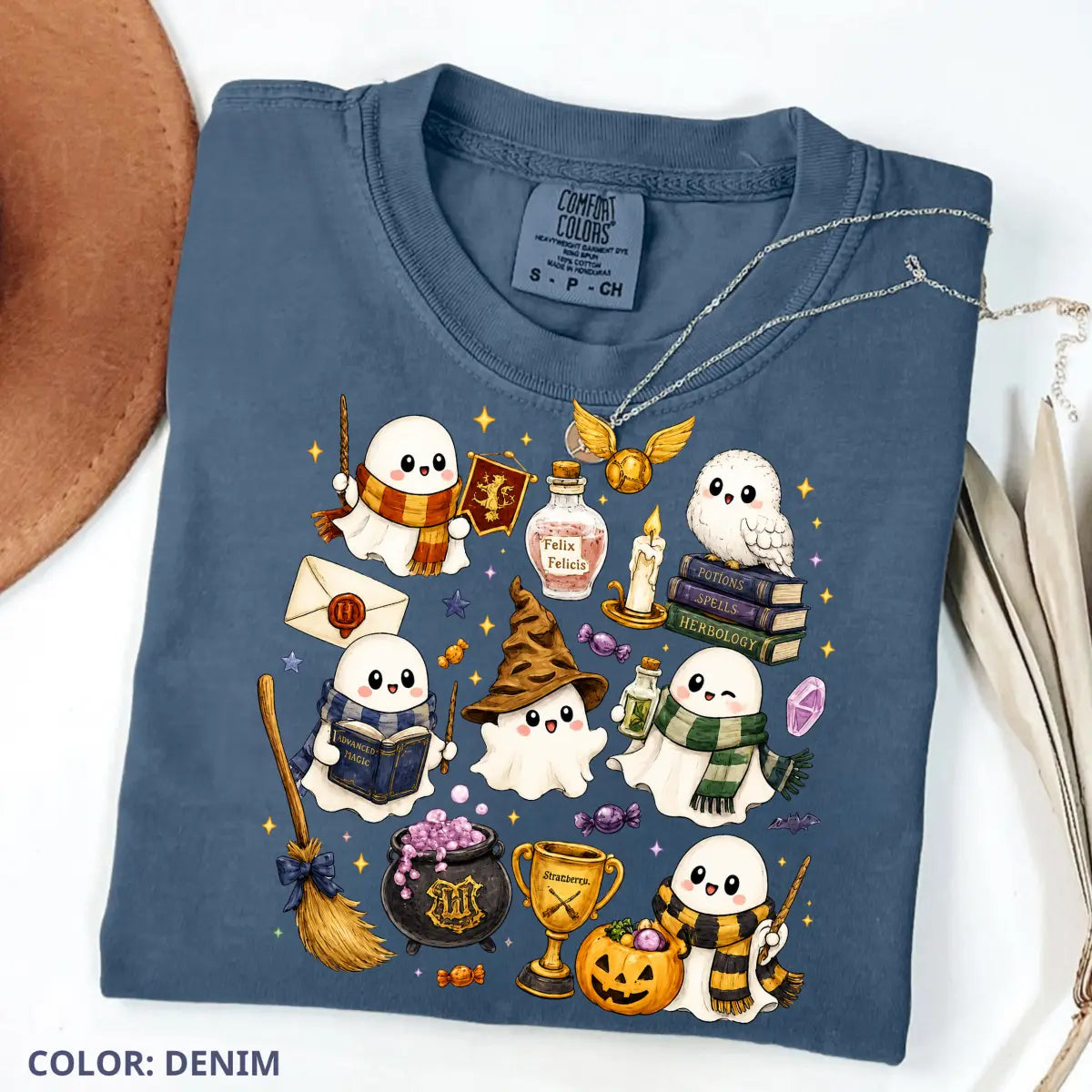 Comfort Colors Wizard Ghost Halloween Graphic Tee