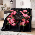 Black Panther & Pink Peony Artistic Flannel Fleece Throw Blanket - Ultra Soft, HD Print Floral Animal Design, Non-Shedding, Warm, Lightweight, Cozy for Sofa, Bed or Reading Nook, Home Decor Unique Gift, Cozy Throw Blanket - View 2