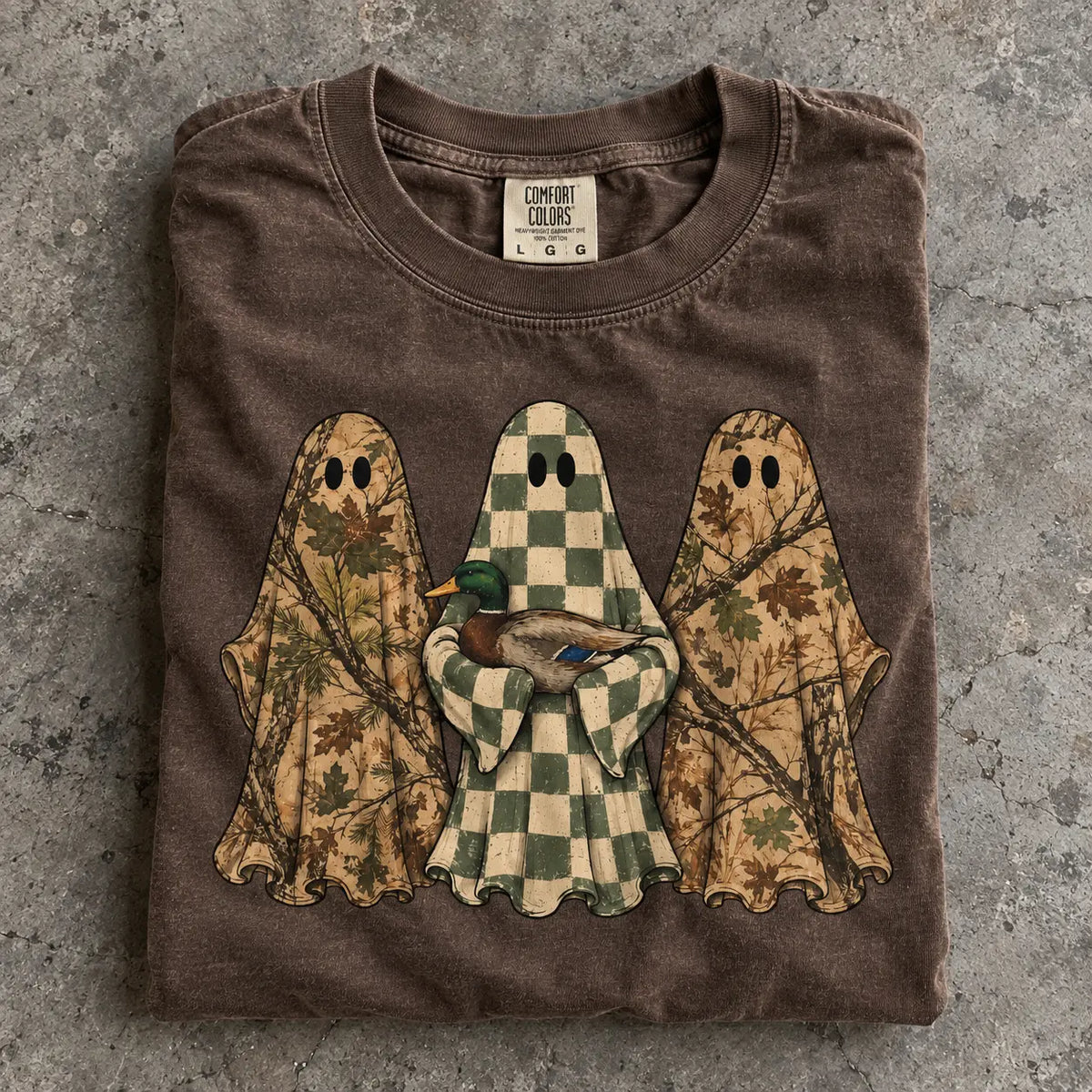 Hunting Season Ghosts Comfort Colors Camo Mallard Tee