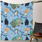 Trash Truck Cartoon Throw Blanket, Cute Boy Bear Raccoon Mouse Soft Cozy Plush Bed Blanket, Lightweight Warm Blankets for Kids Bedroom Decor, Couch Sofa Living Room, Birthday Gifts for Fans - View 5