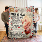 A Spanish letter: papa gives a blanket to his daughter, papa & mama give Birthday gift for son & daughter. A soft and comfortable flannel blanket, perfect for various occasions, a Valentine's Day gift.Easter Gifts for Kids - View 3