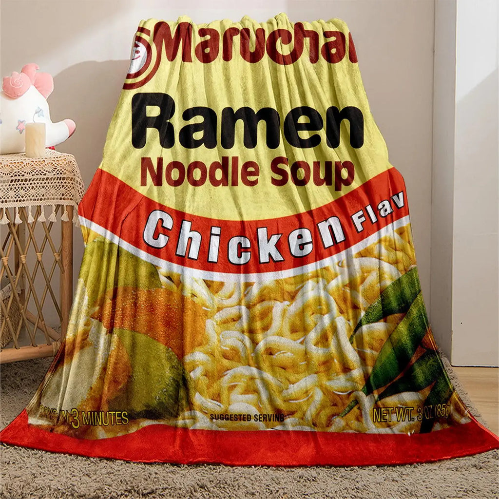 Chicken Noodle Pattern Graphic Throw Blanket, Soft Comfortable Warm Decorative Home Decor for Office, School, Dormitory & Camping #GLOBAL PICKS - View 7