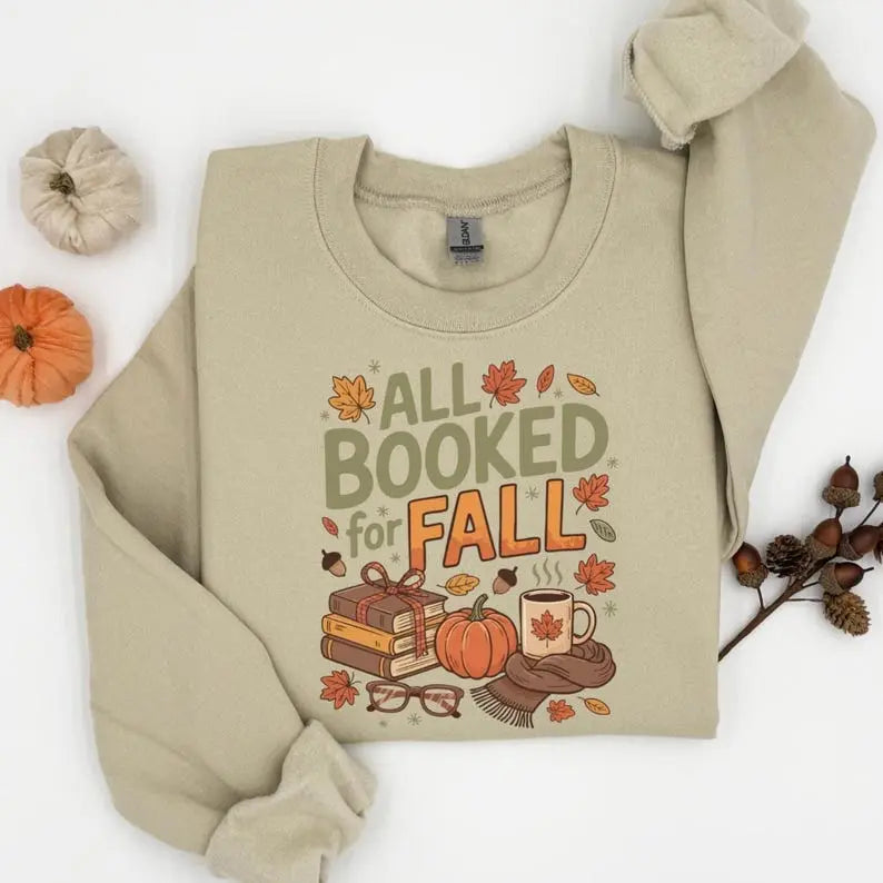Women's Book Lover Graphi - Cotton-Polyester Blend Long Sleeve Minimalist Tops, Everyday Cozy Casual Pullover Sweater Tee for Autumn Reading, Holiday Outfits
