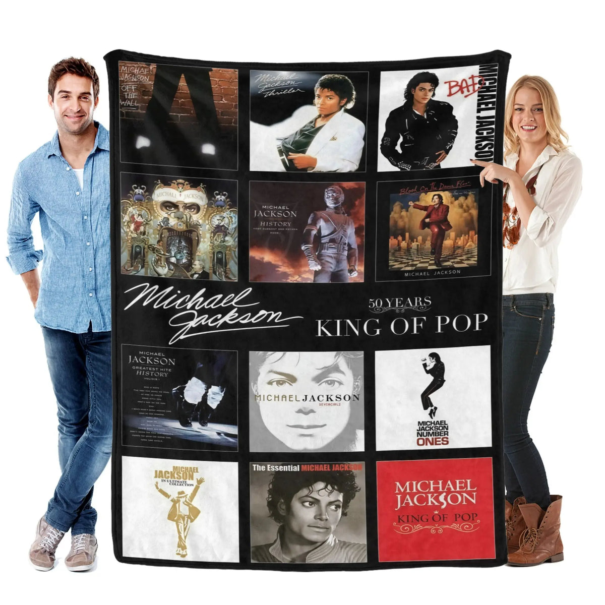 Michael Jackson Music Legend Fleece Throw Blanket - Fleece Fabric, Wrinkle-Resistant, Flannel Weave, Iconic Collage, HD Print, Durable, Breathable, Lightweight, Multi-Size (60in Option), All Seasons, for Adults’ Bed & Couch, Home & Travel - View 10