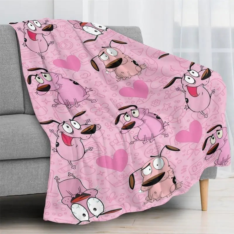 Cowardly Dog - Courage Pink Cartoon Blanket Soft Funny Throw Blanket Cozy Lightweight Plush Portable Cover Blanket For Sofa,Warm Gift For Birthday,Christmas,Multiple Blanket - View 6