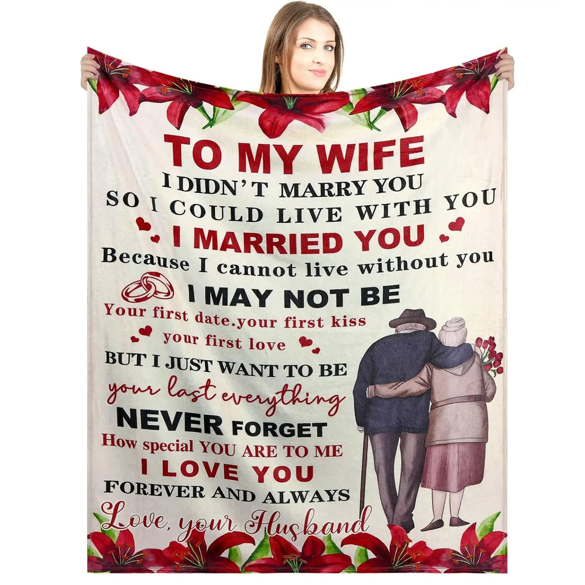 [SummerVibes] Blanket Gifts for Wife Romantic Anniversary Birthday Gifts for Wife Her I Love You Presents for Wife from Husband to My Wife Warm Gifts for Christmas Valentine's Mother's Day - View 9