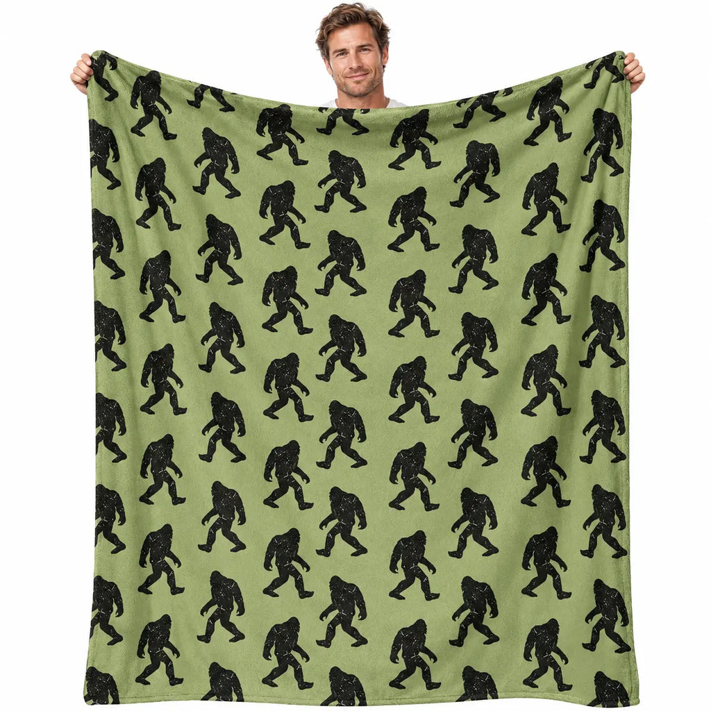 Funny Big Foot Sasquatch Gifts Blanket, Bigfoot Blanket for Men Women, Funny Birthday Unique Sasquatch Gifts, Vintage Flannel Throws Blanket for Bed Sofa Car, Gift for Him, Printed on One Side, Cozy Throw Blankets,Halloween Christmas Gift - View 1