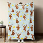 Curious George Banana Theme Throw Blanket, Cute Monkey Character Graphic Blanket, Fun Cartoon Soft Cozy Throw for Kids, Bedroom Decor, Living Room Couch Sofa Blanket, Home Essentials Gift for Children Family Fans - View 4